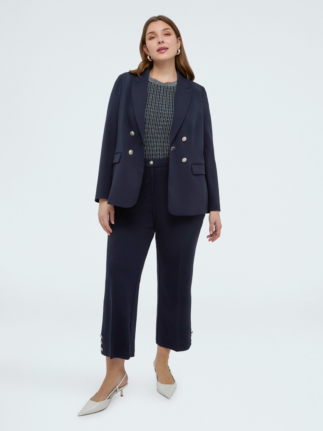 Double-breasted effect blazer in stretch fabric image number 4