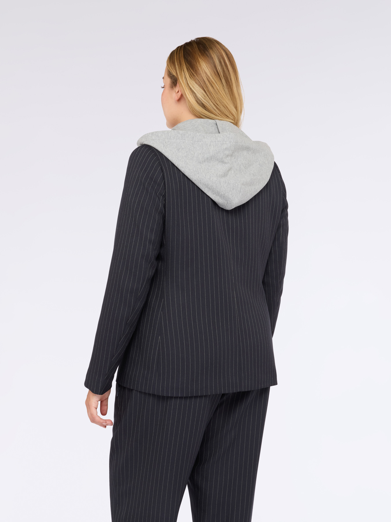 Pinstriped blazer with sweatshirt hood image number 2