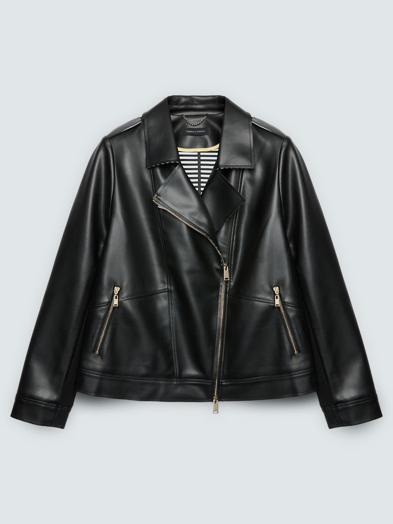 Biker jacket with striped details image number 4