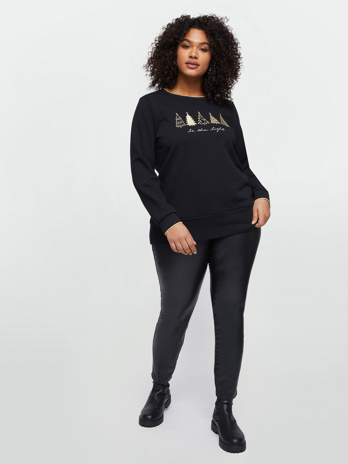 Sweatshirt with embroidered Christmas trees image number 3