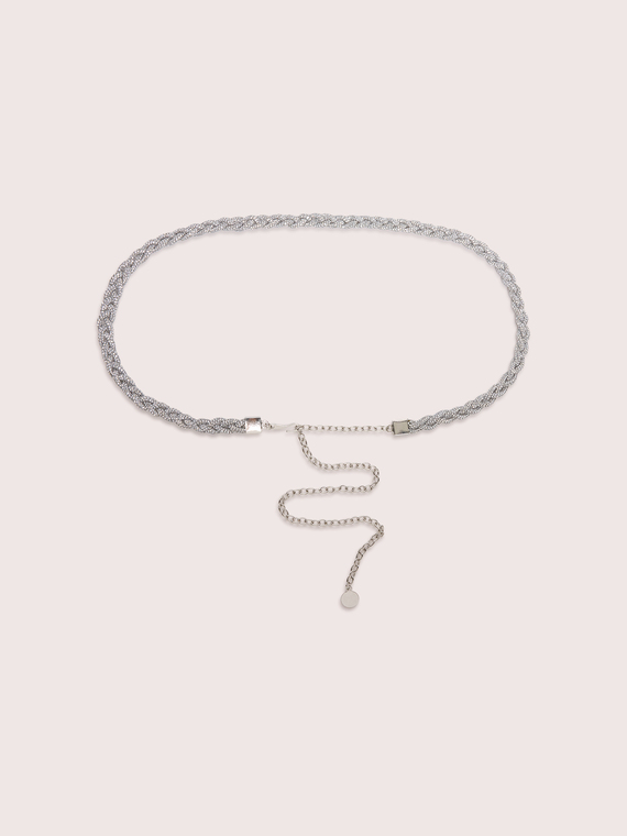 Woven belt with rhinestone embellishments