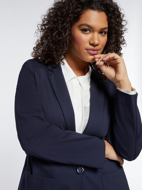 Fiorella Rubino - Blazer in punto Milano Donna, Blu Taglia: 41 (50 IT)