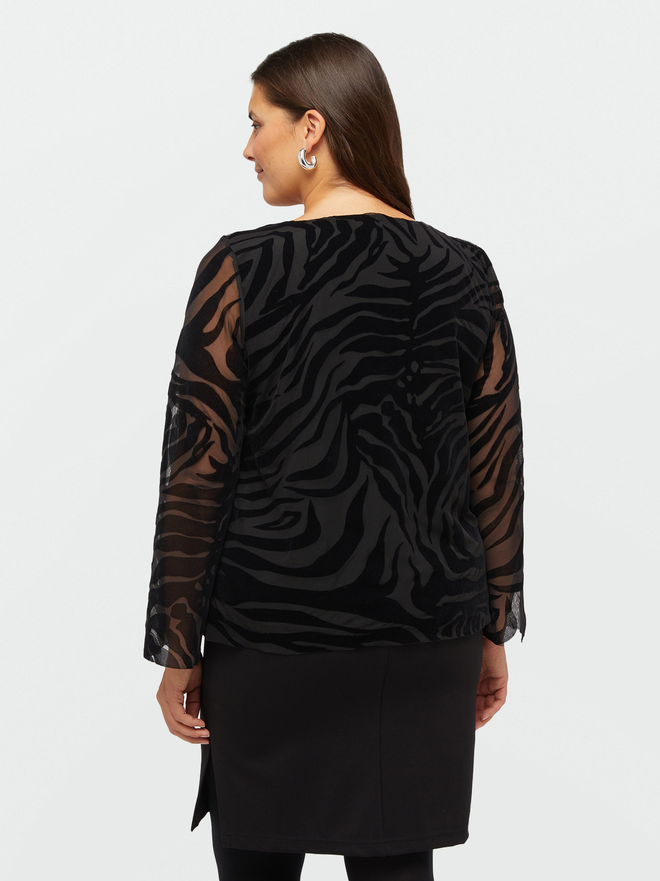 Zebra striped devor&eacute; tulle t-shirt image number 1