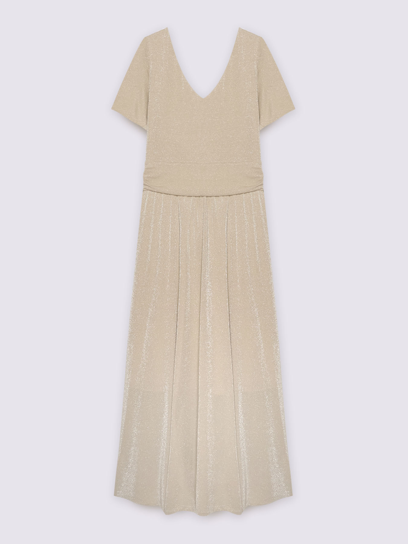 Long lurex jersey dress with V-neck image number 4