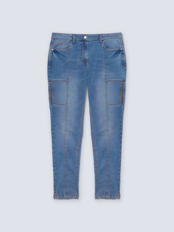 Skinny-Jeans Giada mit Steppnähten und Taschen