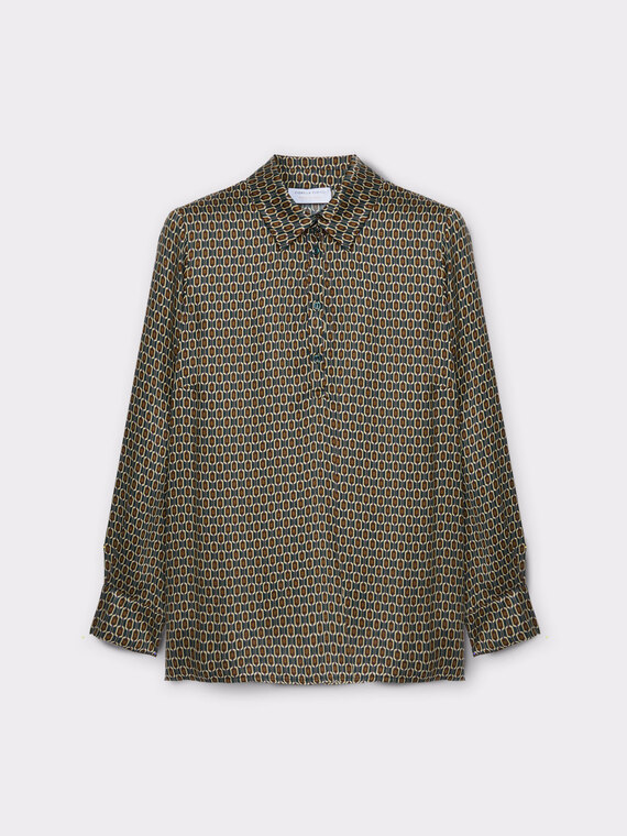 Satin blouse with geometric print