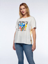 T-shirt stampata in due tessuti image number 0