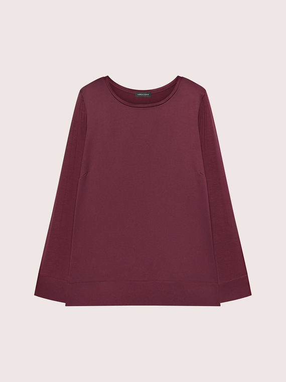 T-shirt bimati&egrave;re en satin et jersey