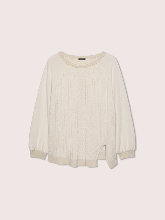 Crew-neck sweater with cable knit