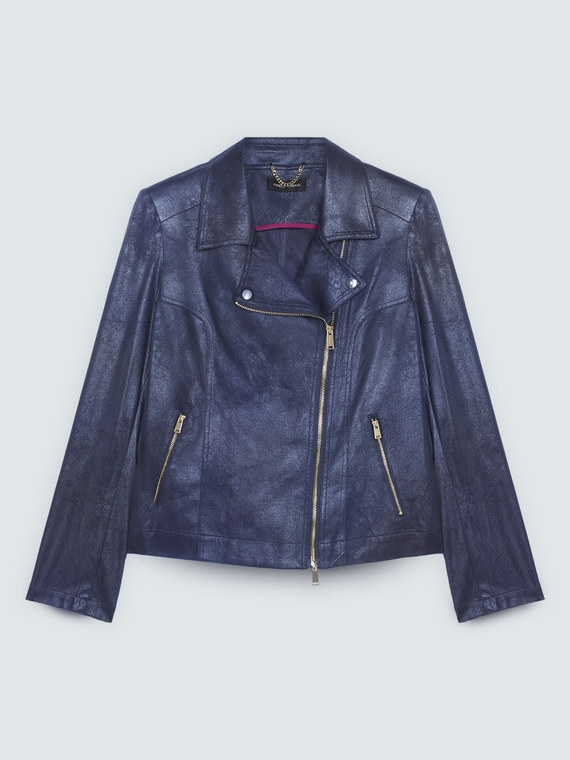 Bikerjacke mit asymmetrischem Rei&szlig;verschluss