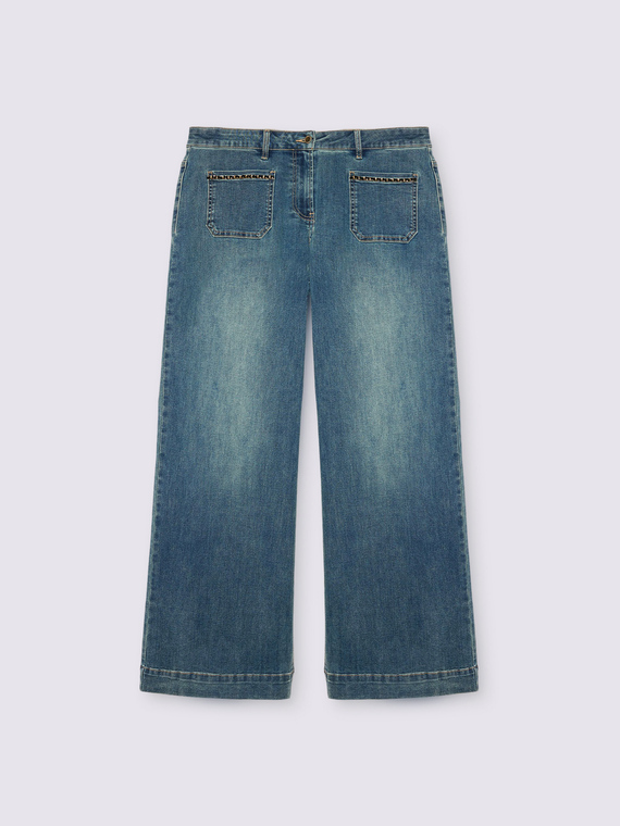 Jeans wide leg effetto used - vista alternativa | Fiorella Rubino