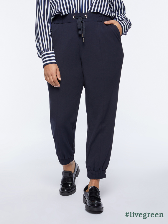 Fiorella Rubino - Pantaloni joggers in tessuto scuba crêpe Donna, Blu Taglia: L (56-58 IT)