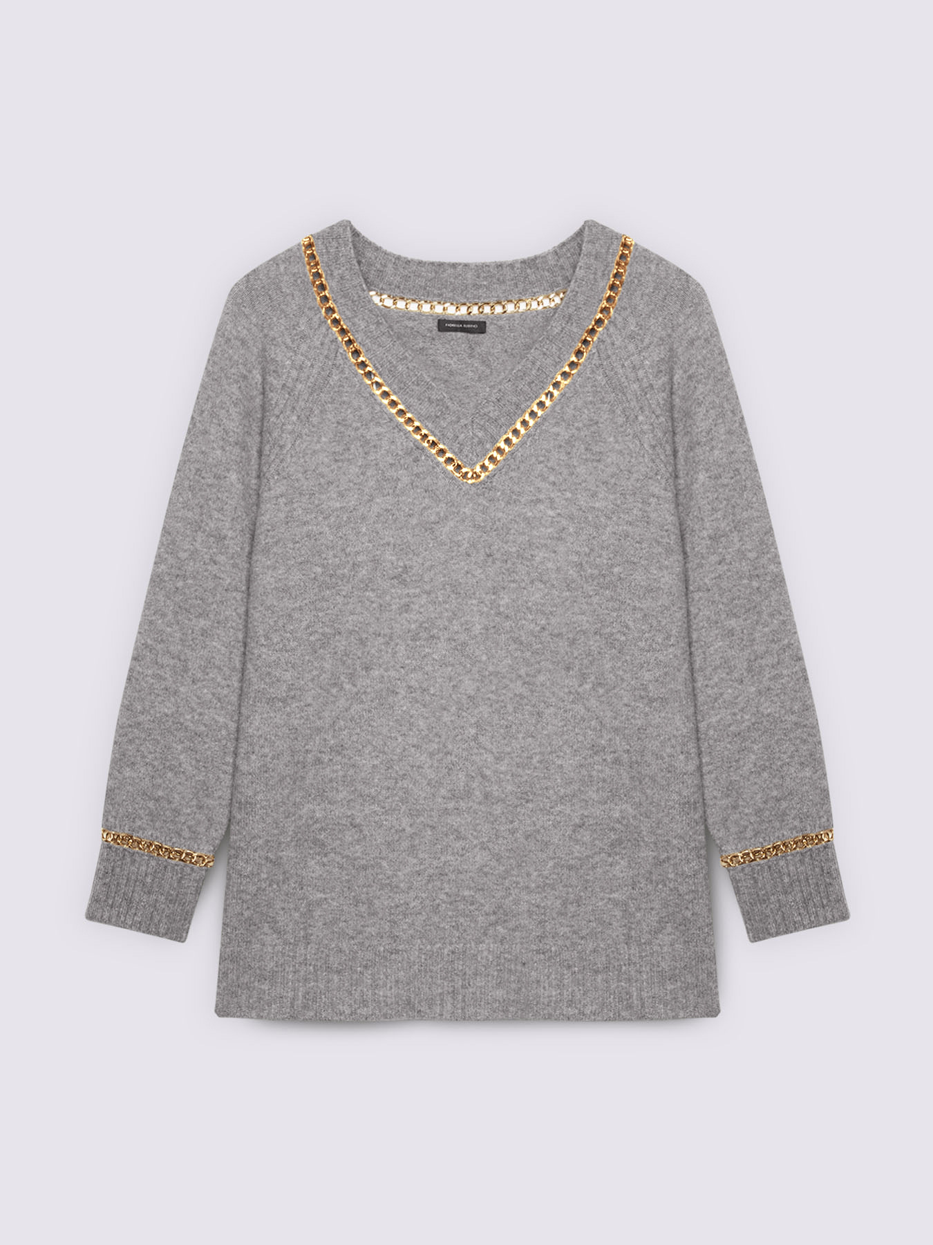 V-neck sweater with chain details image number 4
