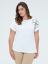 T-shirt in cotone con ricamo floreale image number 2