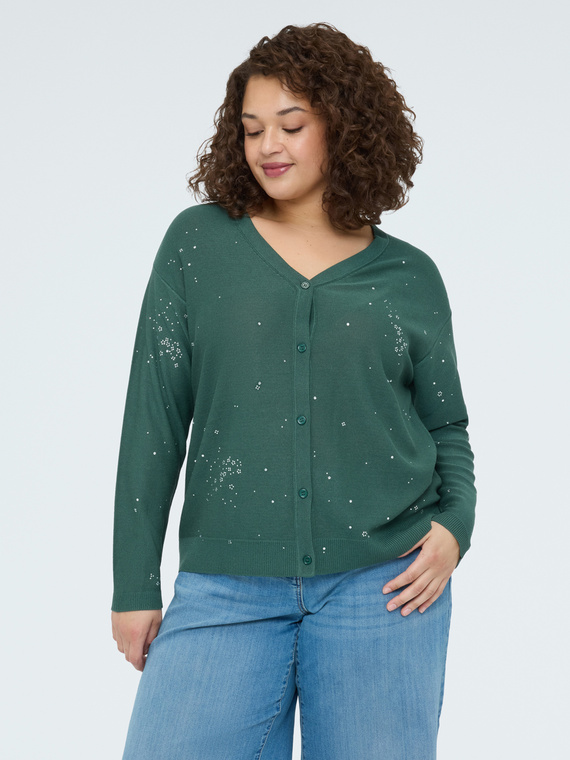 Cardigan with luminous appliqu&eacute;s
