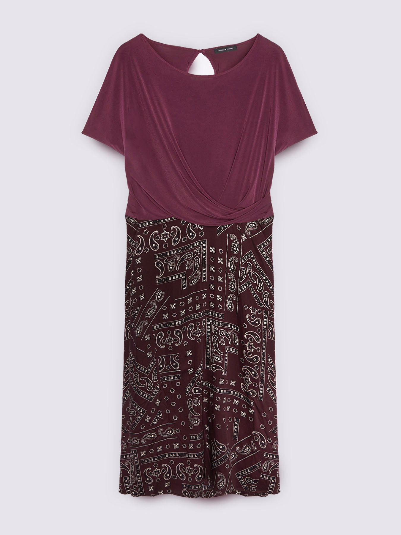 Vestito flare bimaterico con stampa image number 4