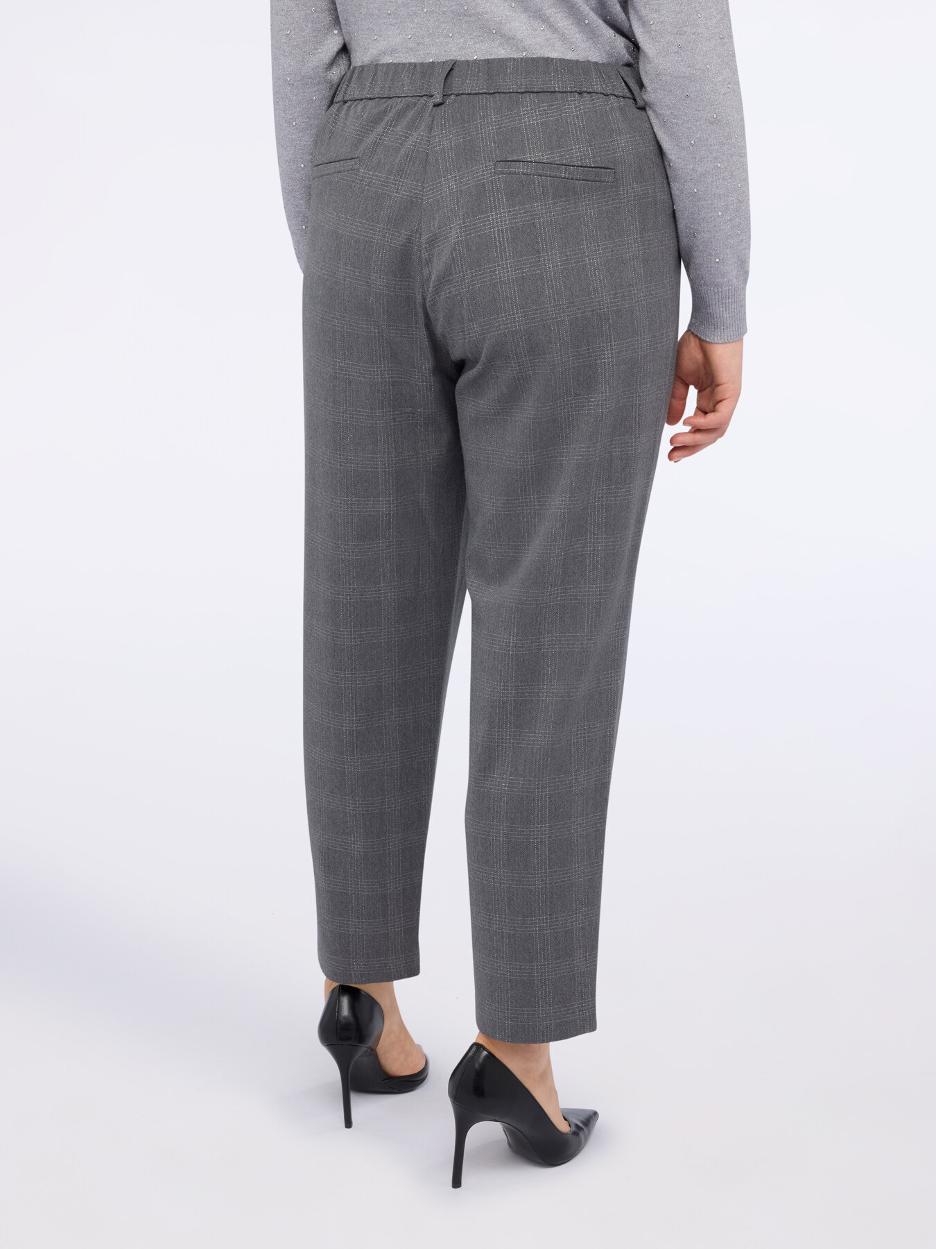 Pantalon bouffant &agrave; carreaux imprim&eacute;s avec fil lurex image number 1