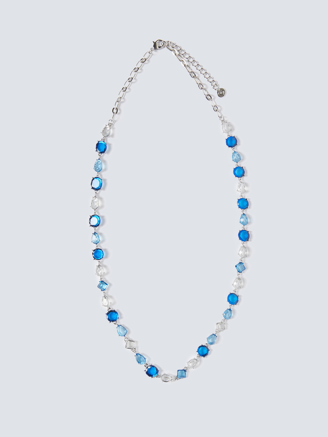 Necklace with light blue and blue bezels image number 0