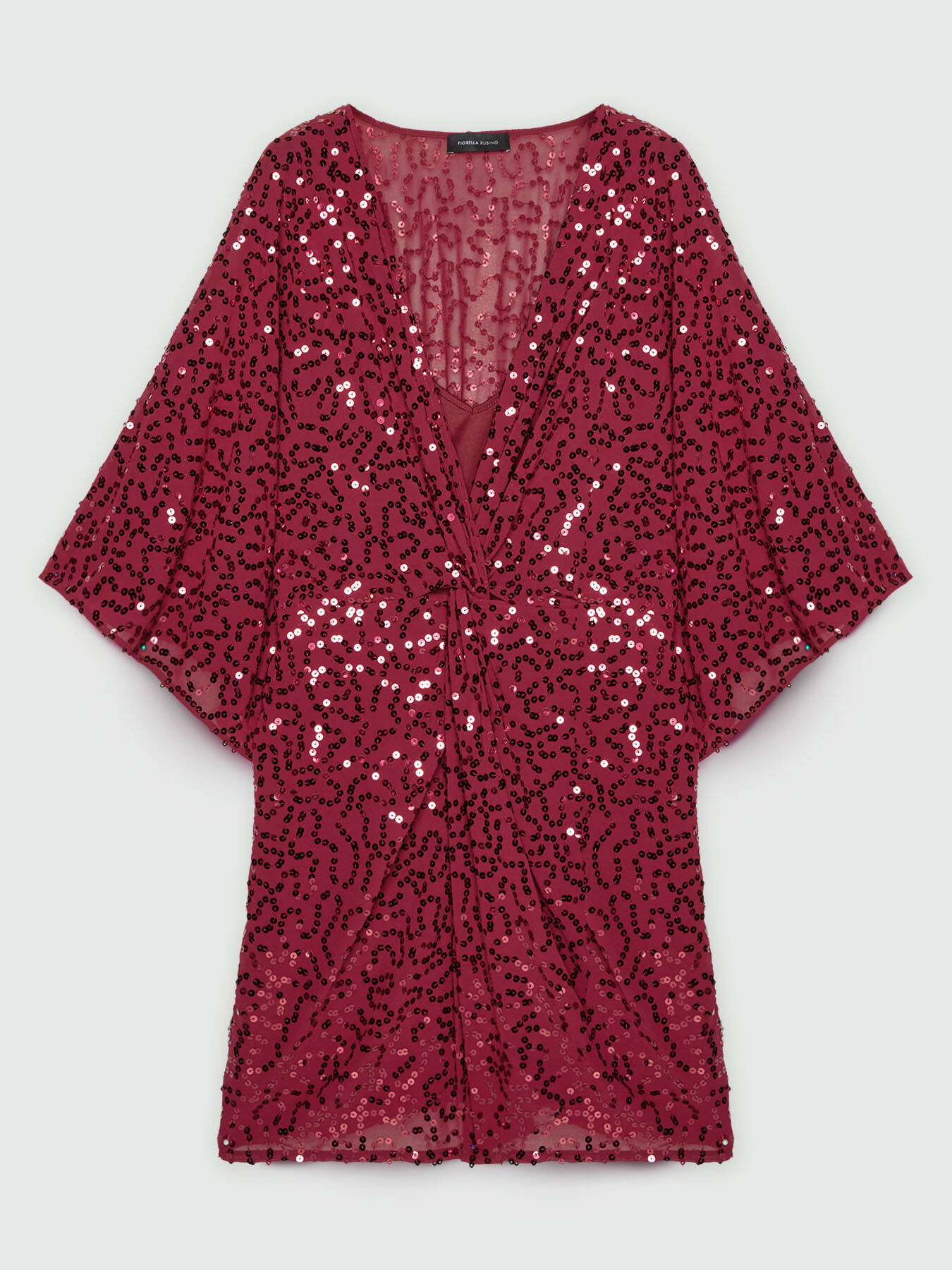 All over burgundy sequin dress image number 6