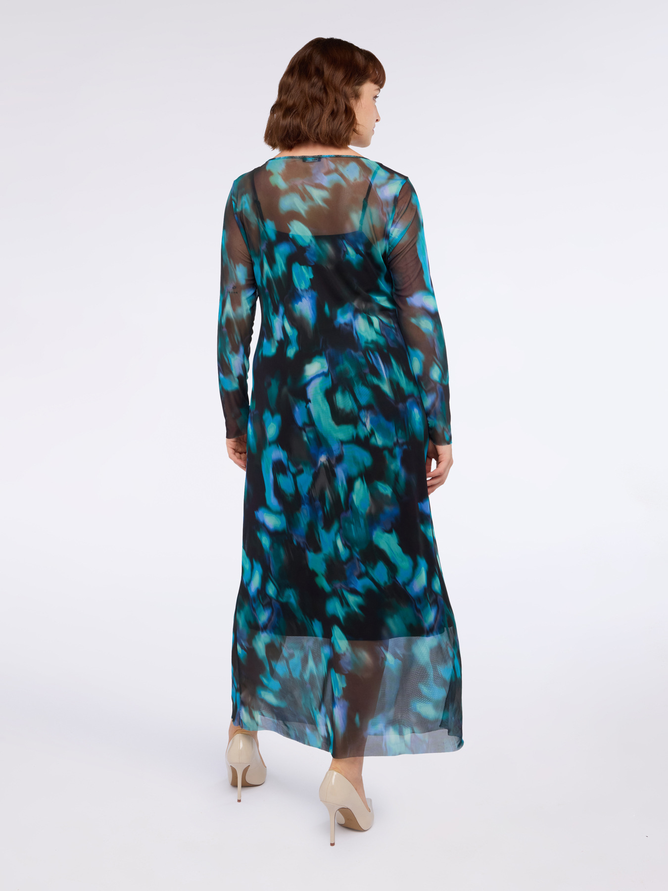 Long tulle dress with gradient print image number 1