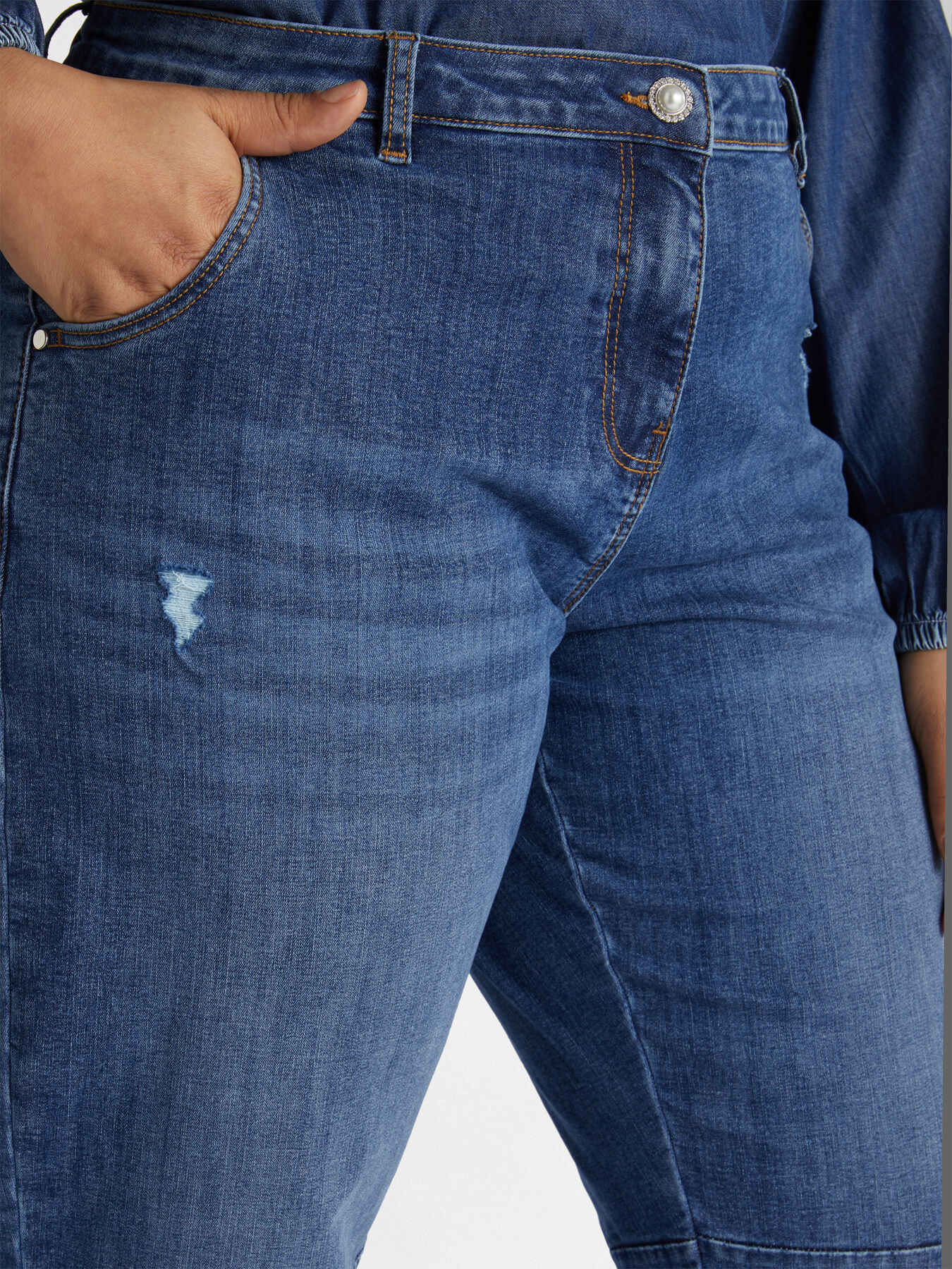 Mom fit jeans with tears image number 2