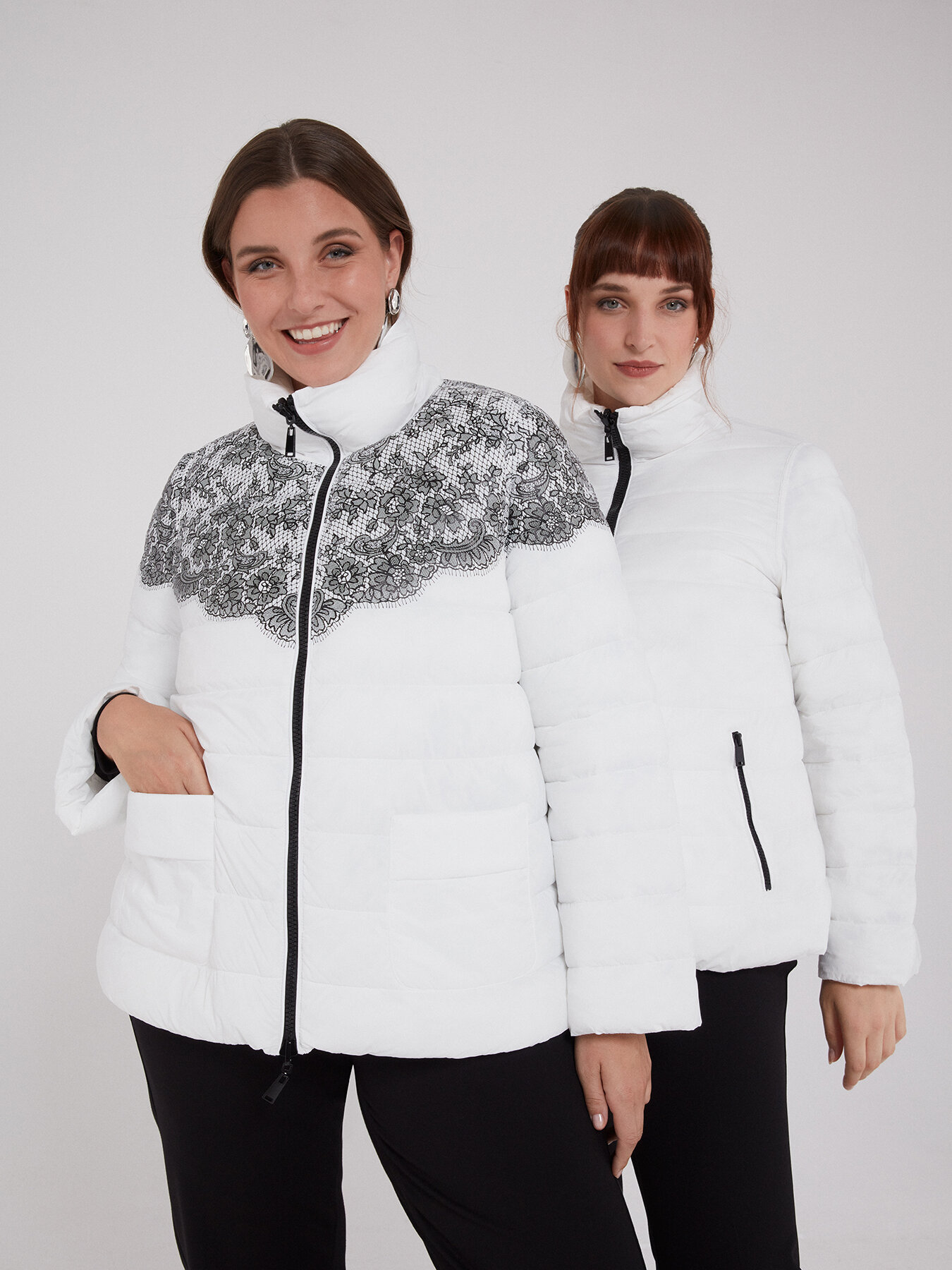 Piumino reversibile con stampa pizzo in Sorona&reg; Aura image number 0