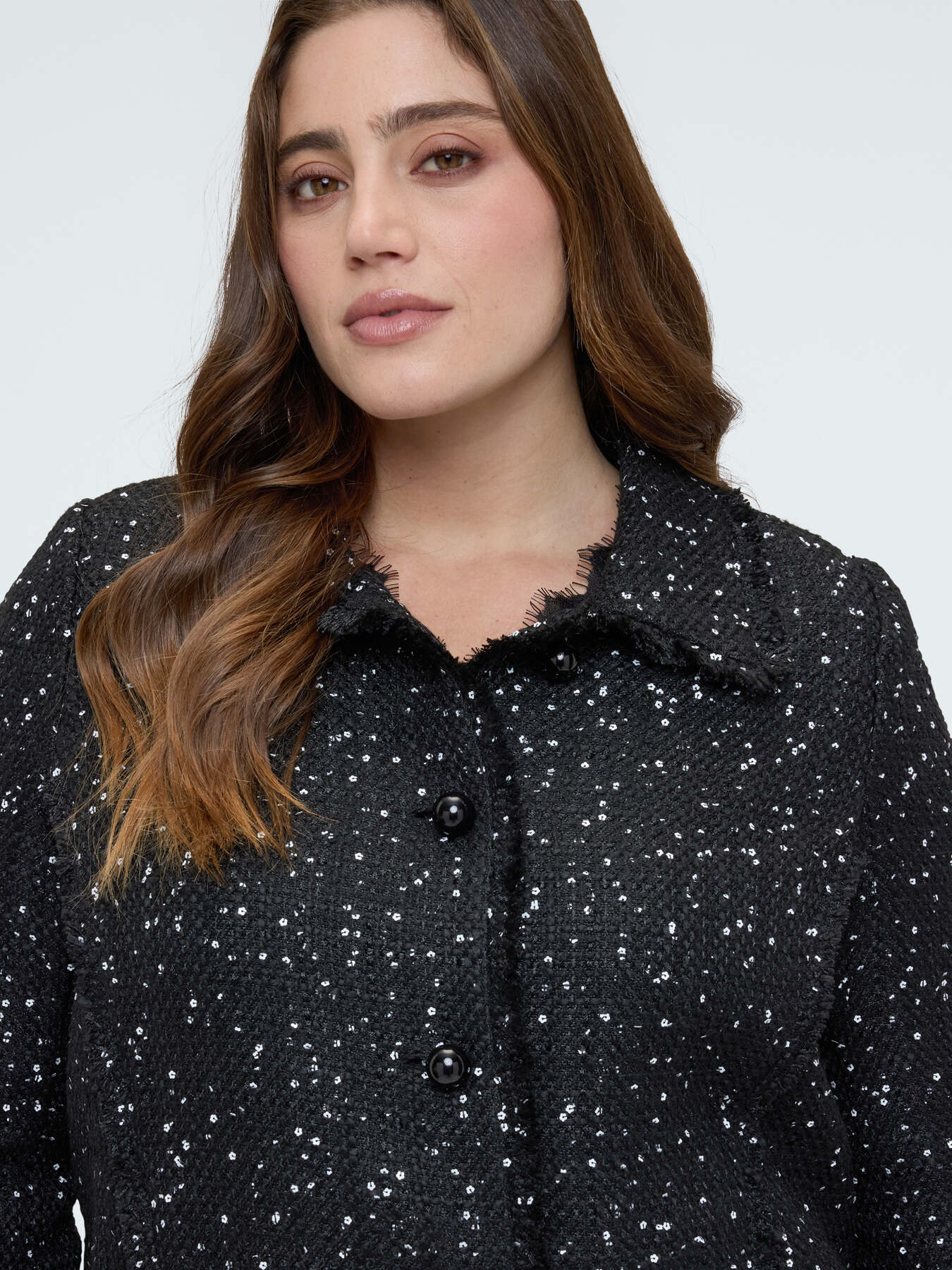 Sequin jacket with frayed details image number 2