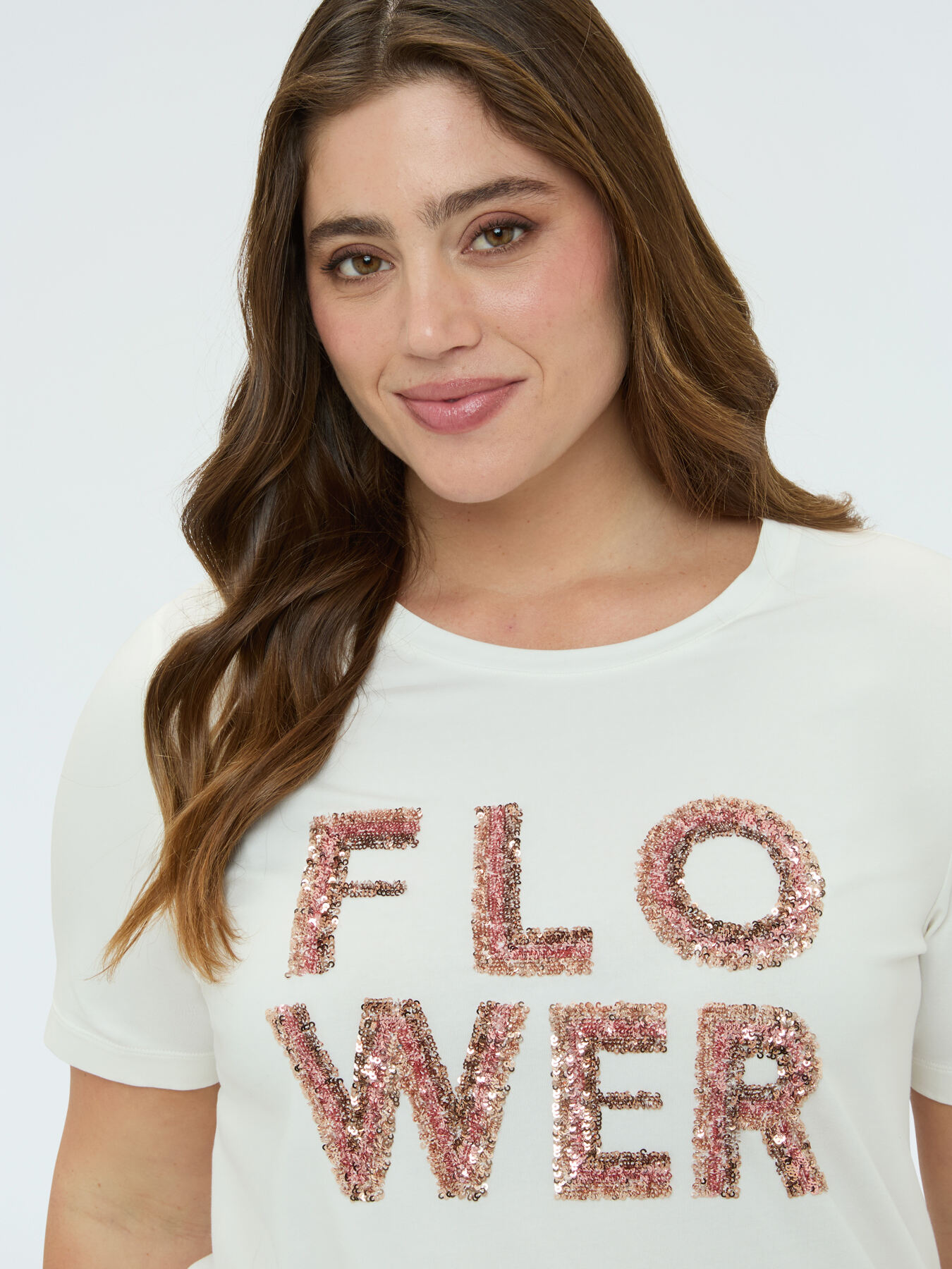 T-shirt en coton avec inscription Flower image number 3