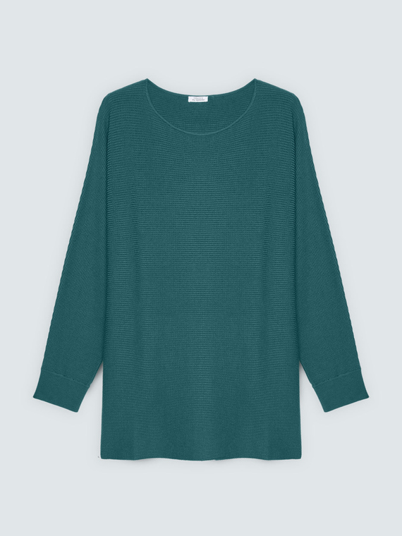 Ribbed sweater with kimono sleeves