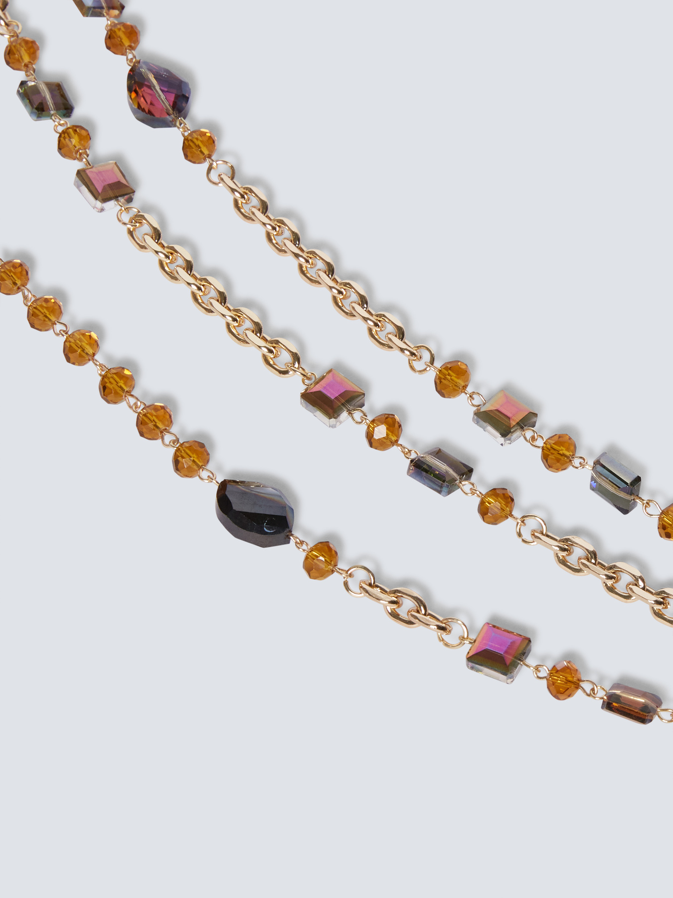 Collana multifilo con perle in vetro iridescente image number 1