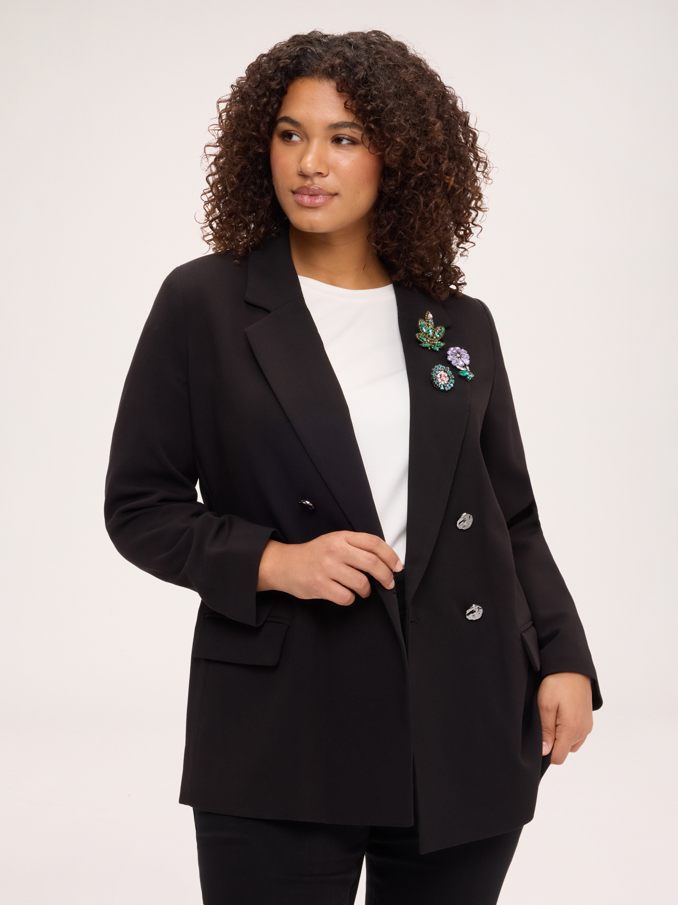Double-breasted blazer with jewel embellishment image number 0