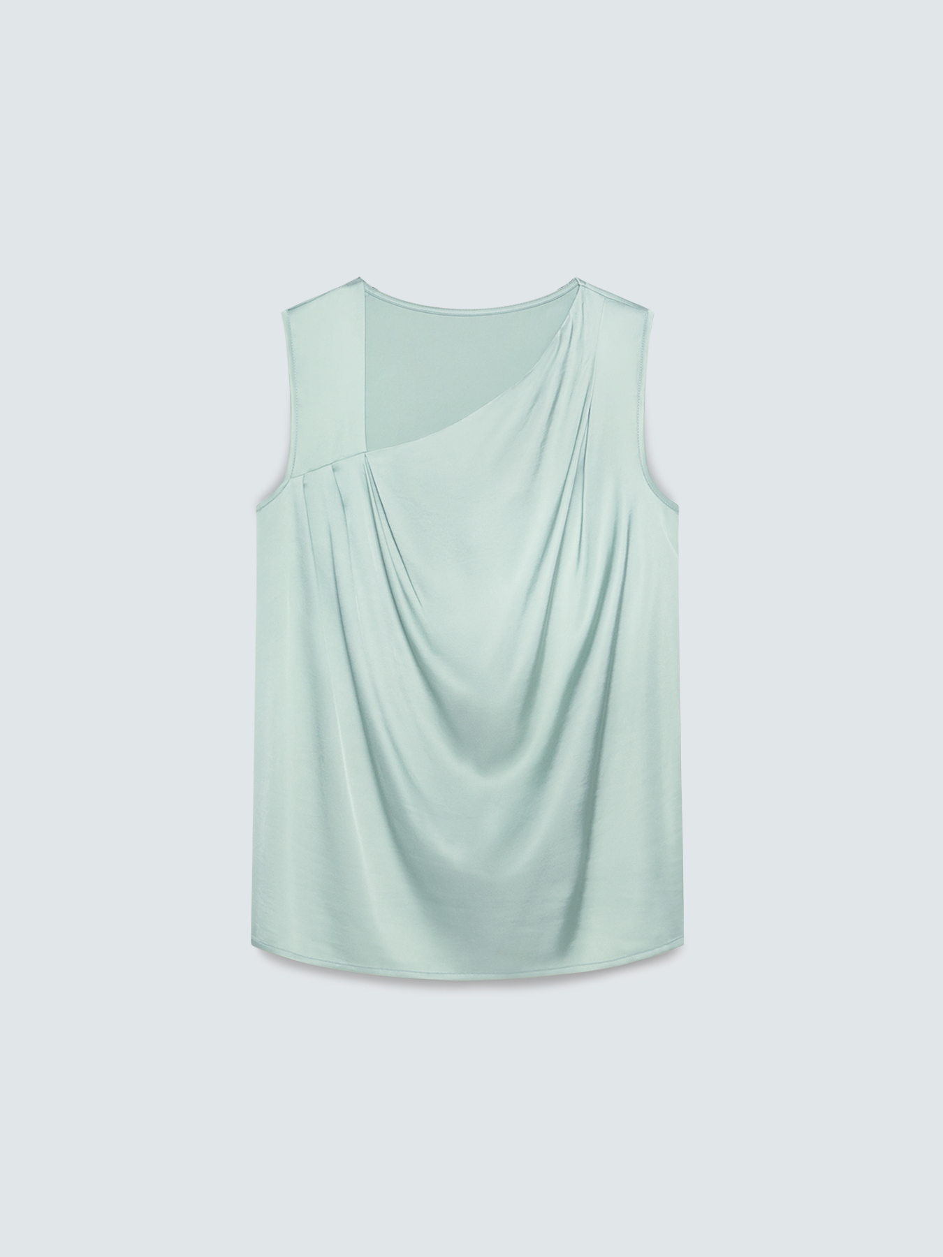 Stretch satin blouse with asymmetric draping image number 4