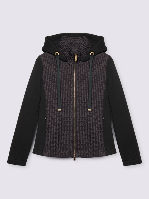 Lightweight dual-material down jacket with hood