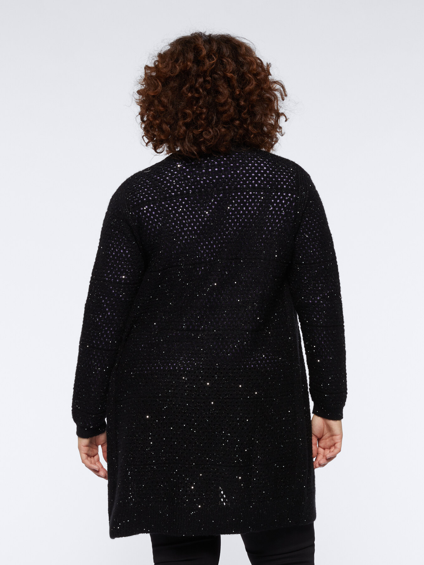 Long net cardigan image number 1