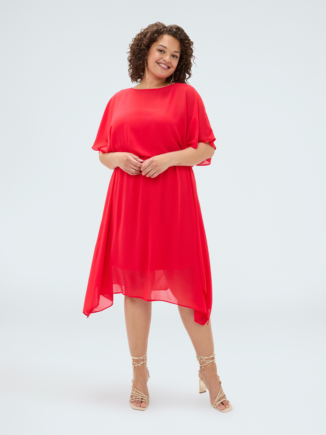 Georgette dress with asymmetric hem image number 0