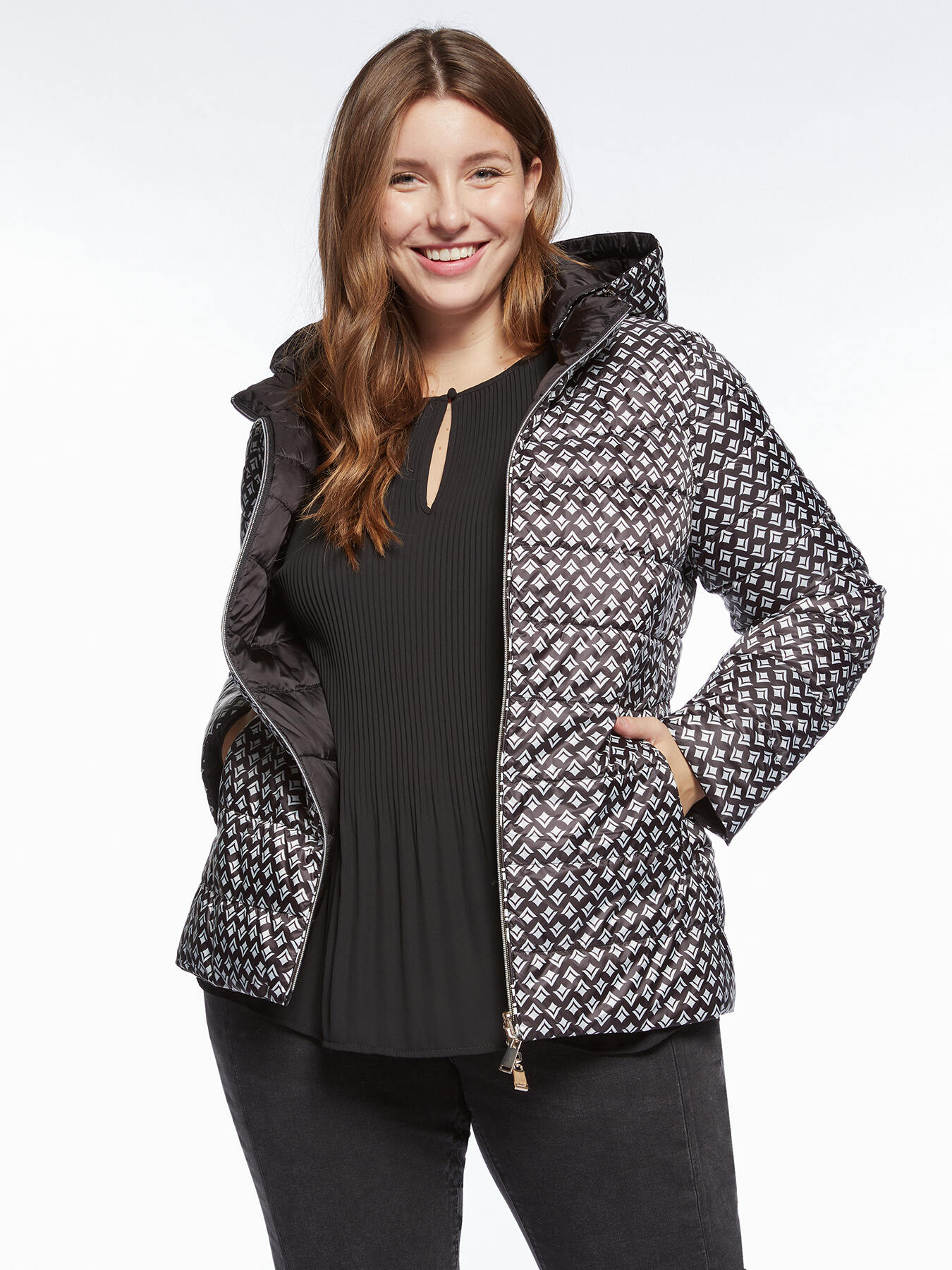 Reversible down jacket with graphic print image number 2