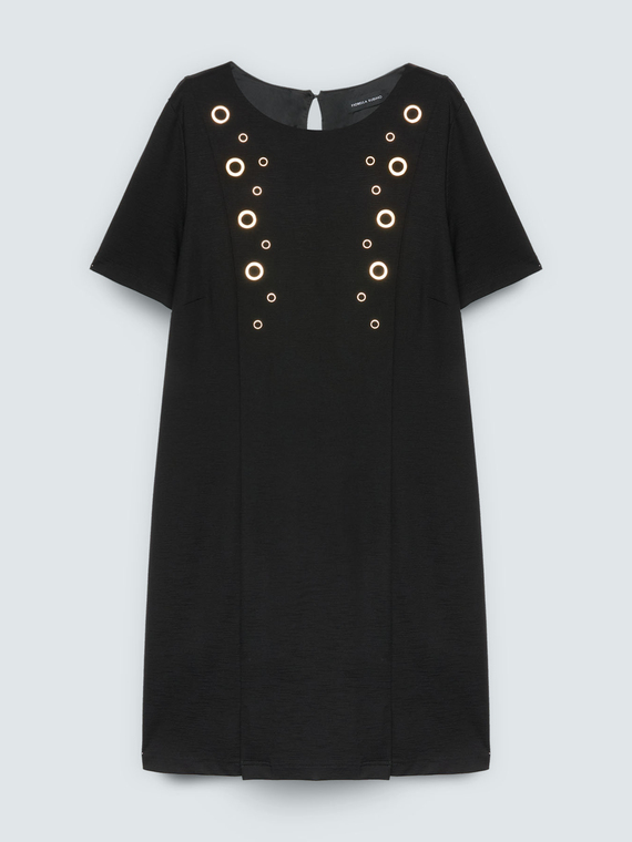 Vestido en Punto Milano con ojales