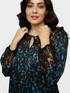 Animal print blouse with lace image number 3