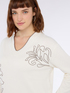 Pullover mit Blumenstickereien und V-Ausschnitt image number 3