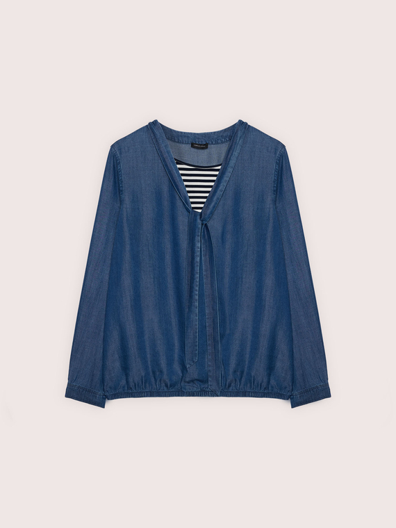 Blusa in tencel con cravattino
