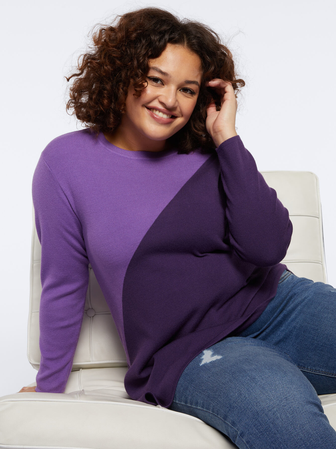 Sweater with diagonal colour block image number 0