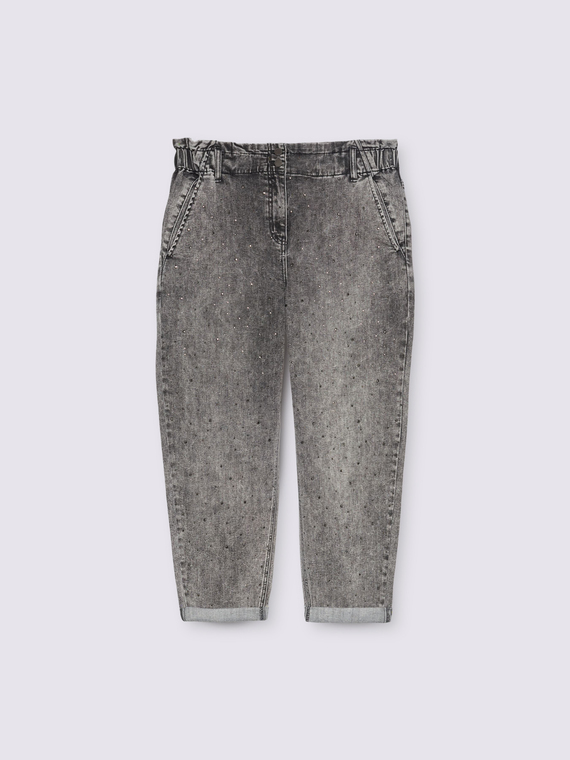 Jeans balloon effetto used con applicazioni luminose - vista alternativa | Fiorella Rubino