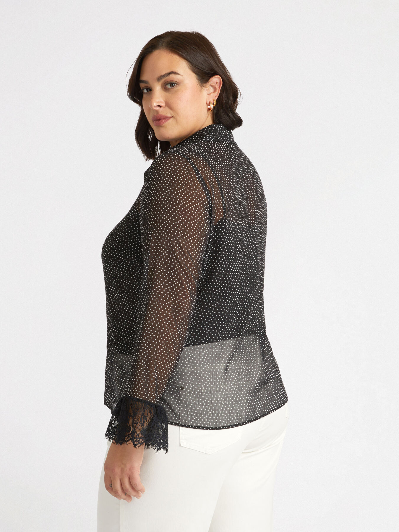 Camicia a pois con volants image number 1