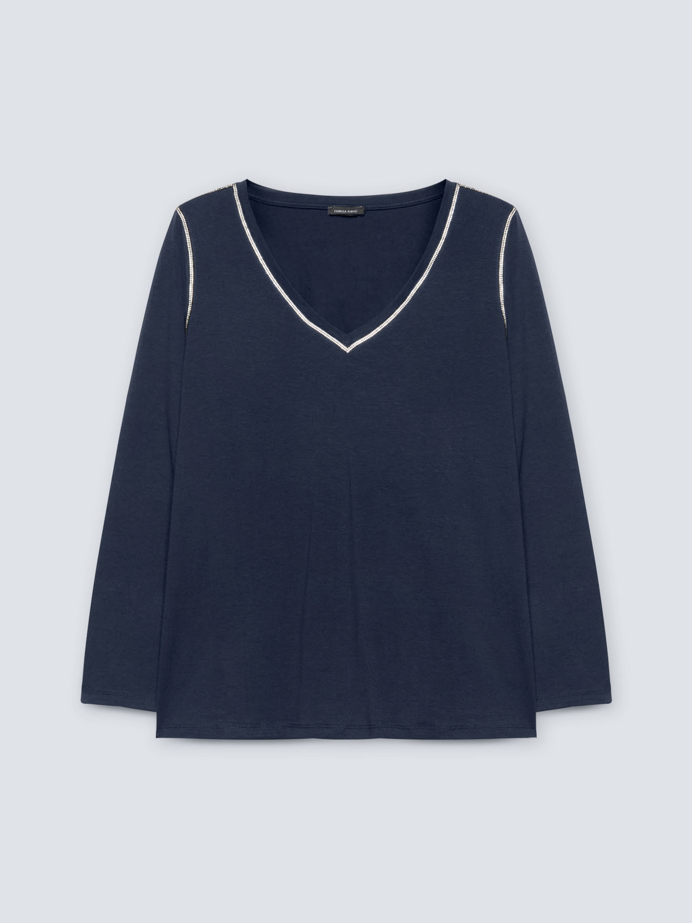 T-shirt with rhinestone trims image number 3