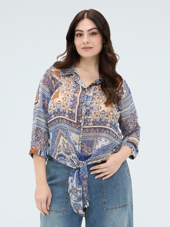 Bluse mit Foulard-Print aus Viskose-Musselin