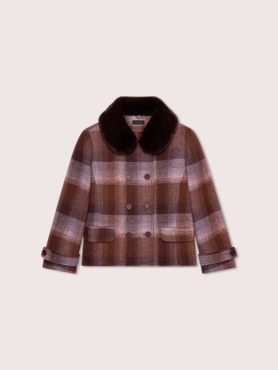 Double-breasted jacket in checked wool blend