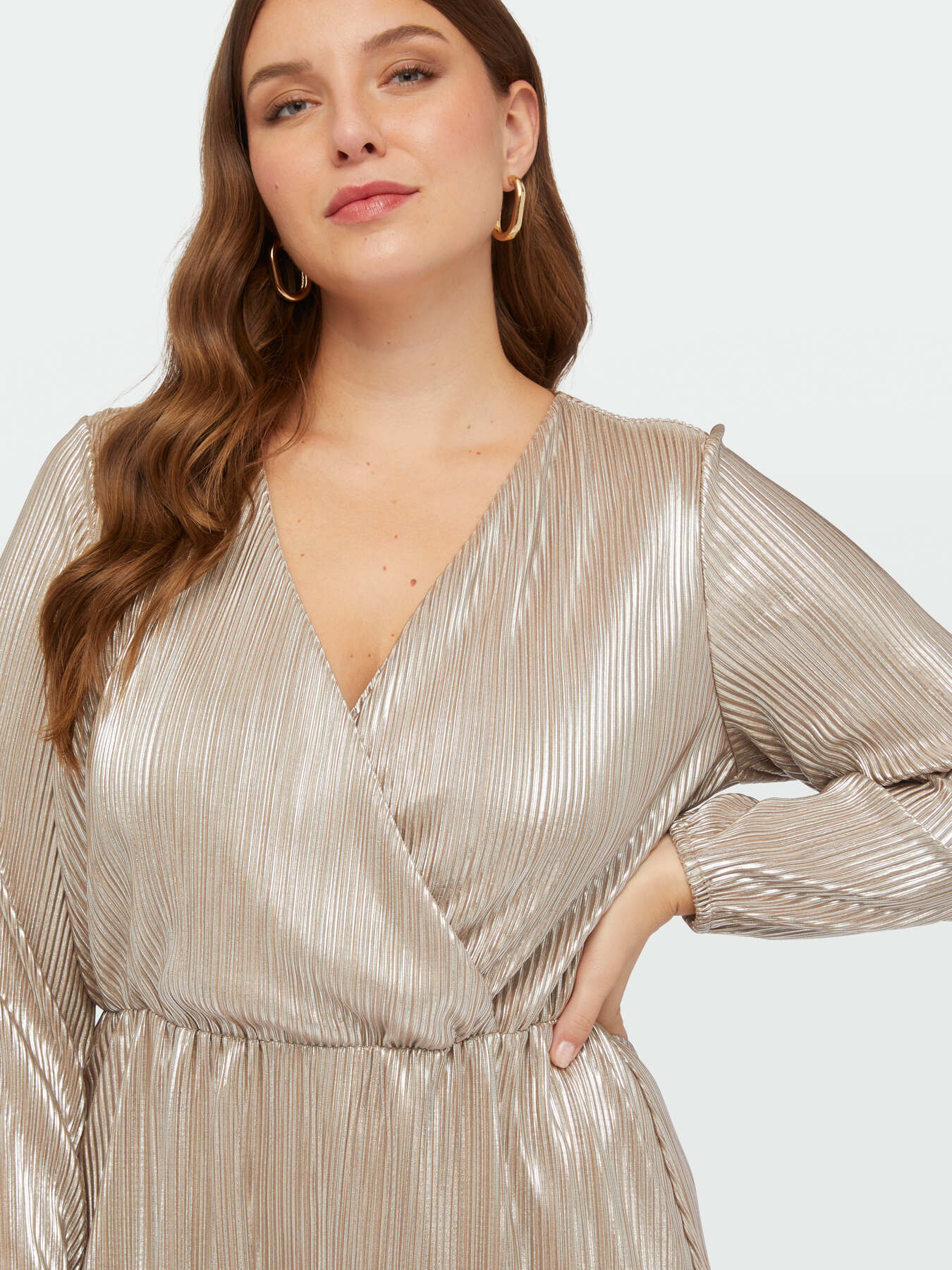 Pleated champagne coloured dress image number 3