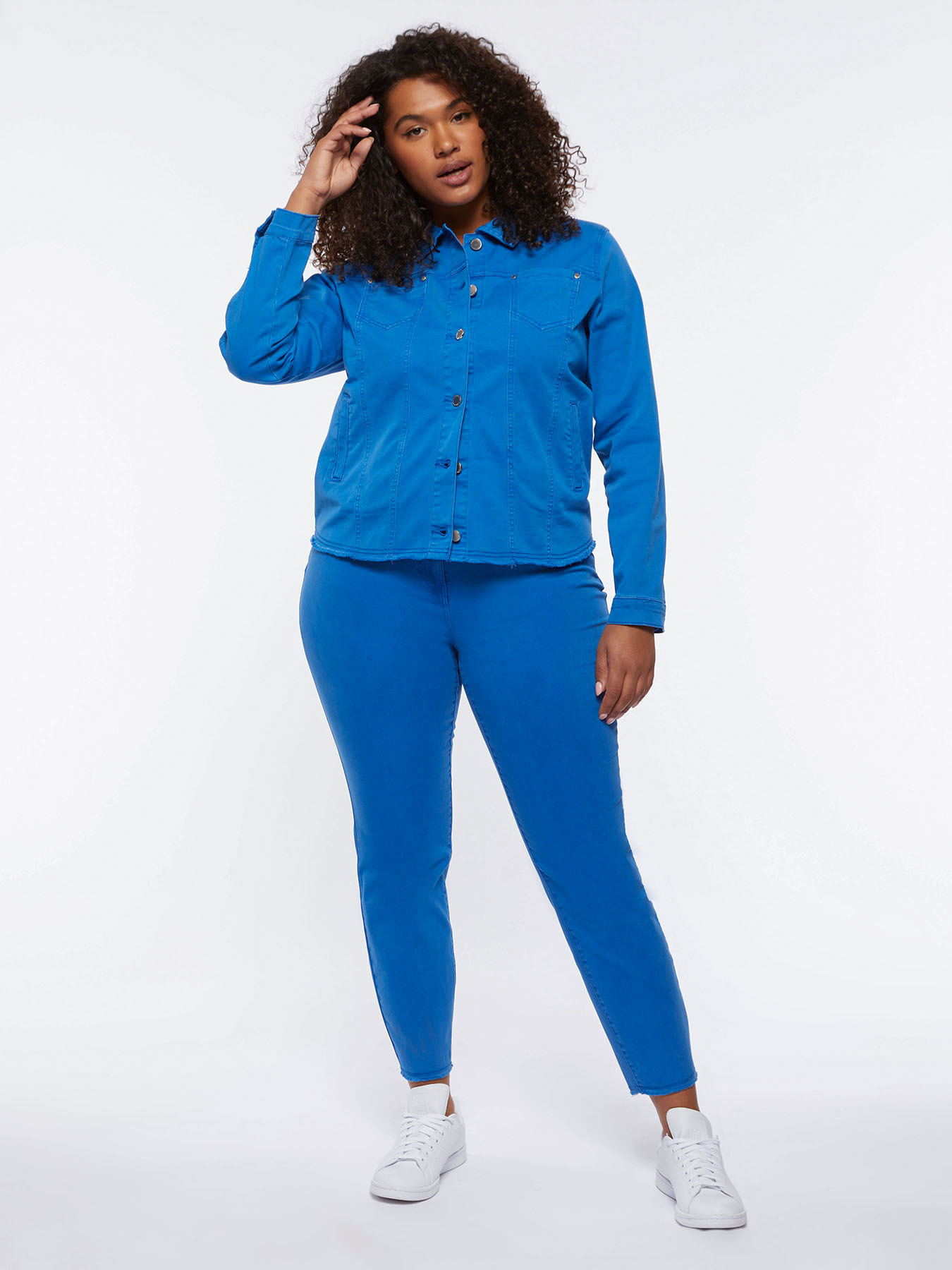 Denim colour skinny push-up trousers image number 2