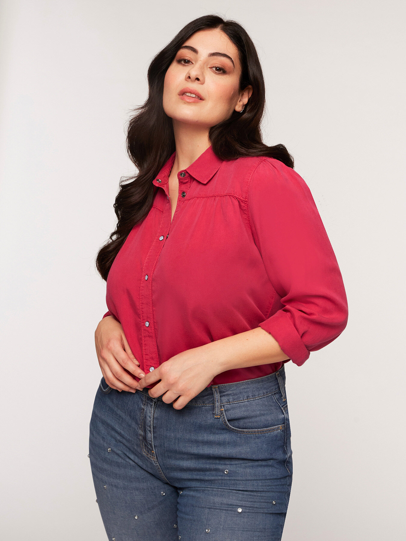 Camicia colorata in tencel image number 2