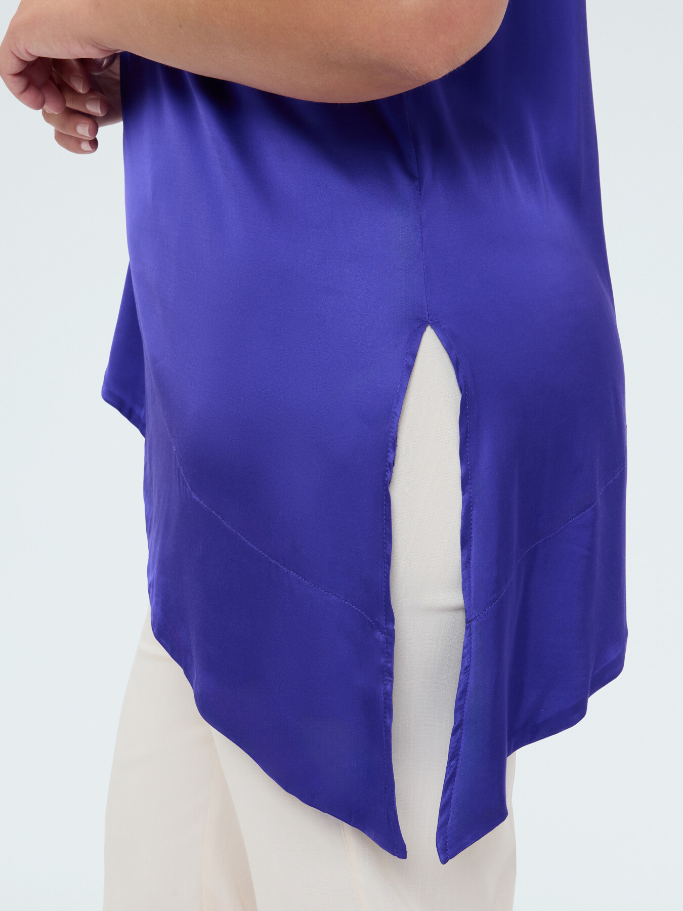 Satin top with asymmetric hem image number 3